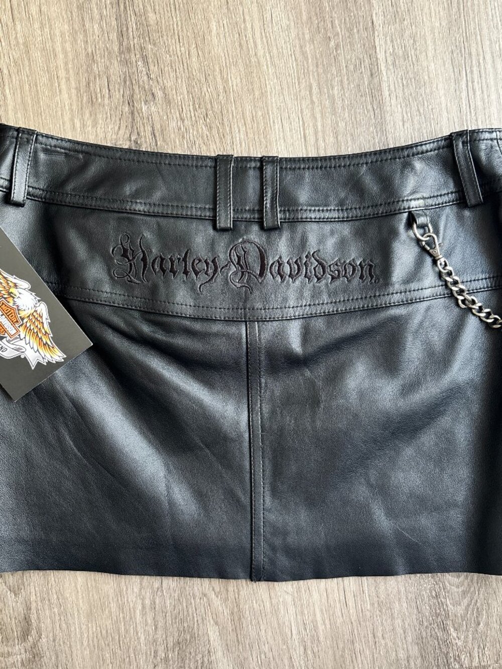 Harley Davidson Vintage YTK Leather Mini Skirt Size 2 - Picture 6 of 10